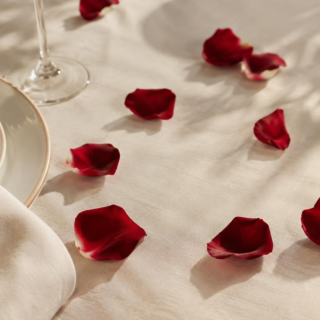 Red artificial rose accents