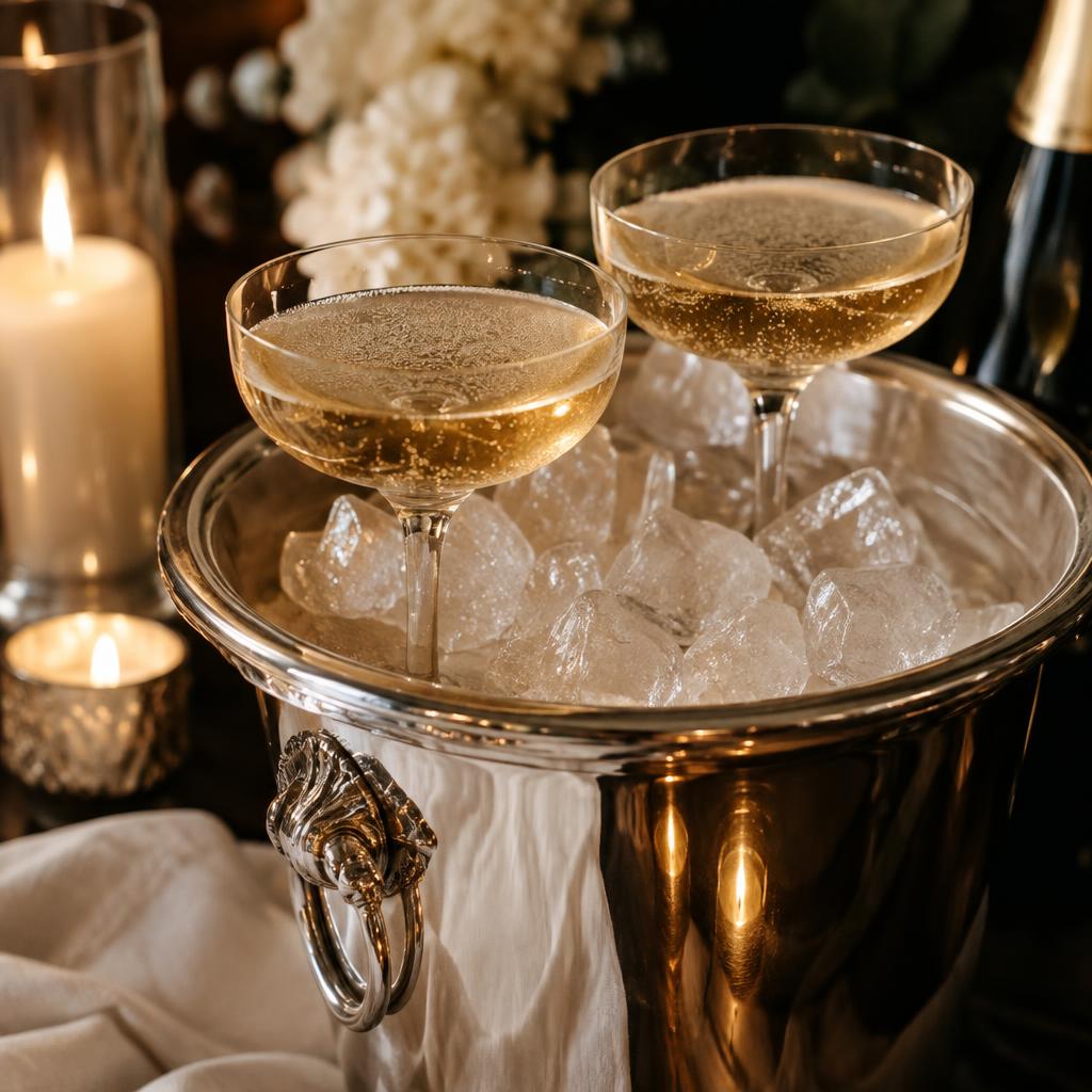 Sparkling toast · two glasses and sparkling cider on ice